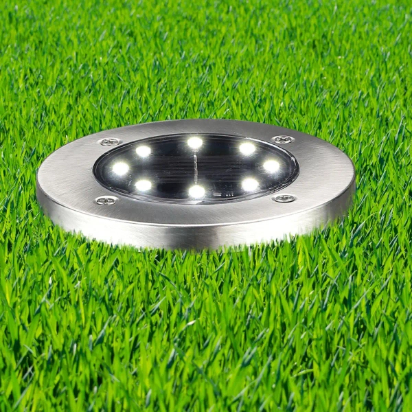 Gruntowa lampa solarna SOLLY 330246 LED 6000K okrągła IP44 srebrna