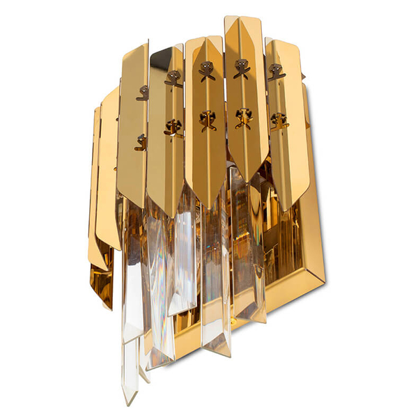 Pałacowa lampa ścienna Majestic MSE010100365 Moosee metalowa złota
