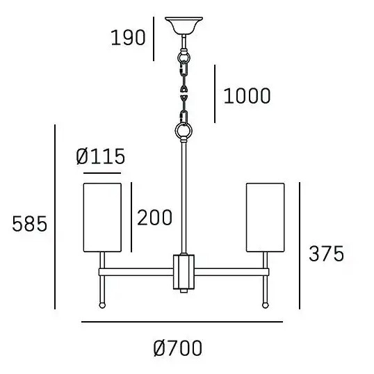 Modernistyczna LAMPA wisząca DENVER P06970BR-WH Cosmolight abażurowy żyrandol na łańcuchu złoty