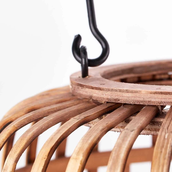 Stojący lampion na stół Woodrow HK18325S28 bambus beżowy czarny