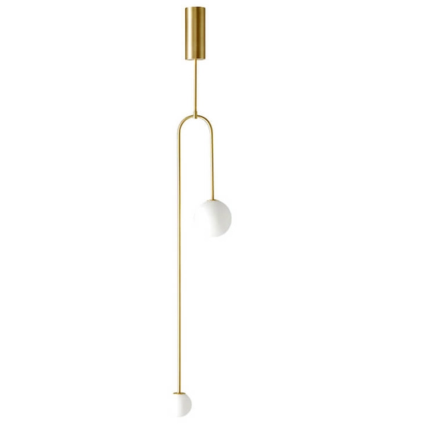 Zwisowa lampa łuk Loop ST-8928S brass Step balls do sypialni loft mosiądz
