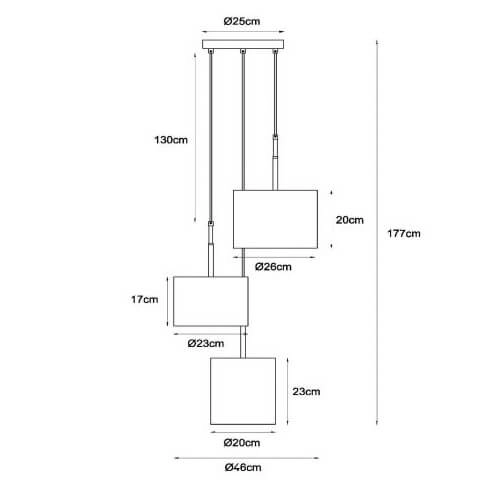 Potrójna lampa wisząca Maya 45409/13/38 abażurki beżowy czarny