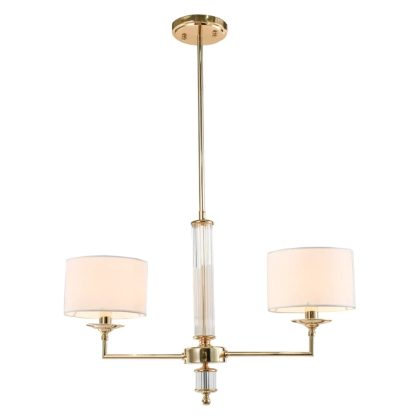 Lampa wisząca modernistyczna SUTTON biała złota metalowa szklana 2xE14 do jadalni P02392AU-WH