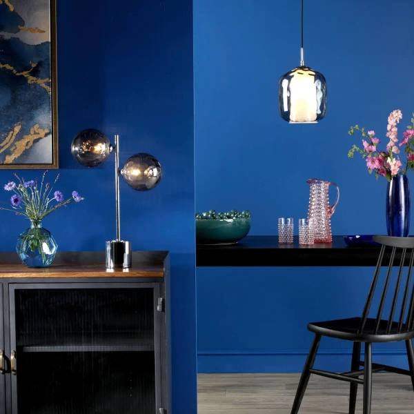 Wisząca szklana lampa Majella MAJ0150 do jadalni przydymiony chrom