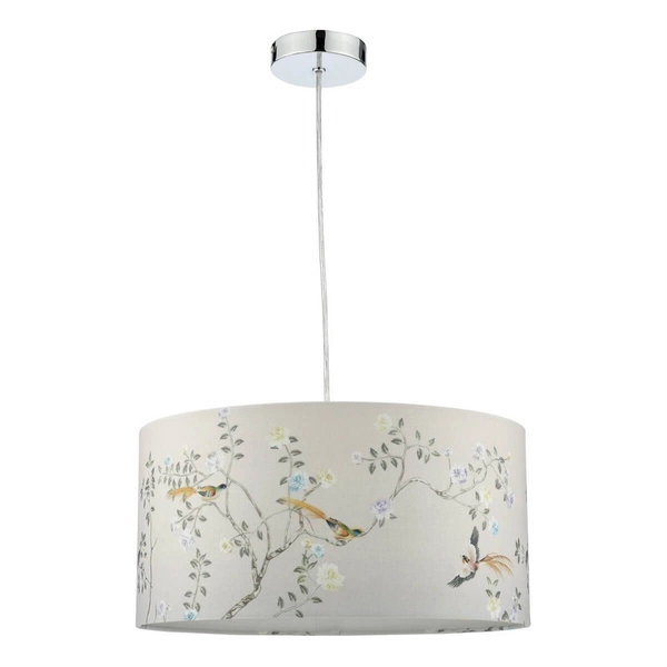 Materiałowy klosz do lampy regulowana Marble MAR1629-EH Dar Lighting motyw kwiatowy szary