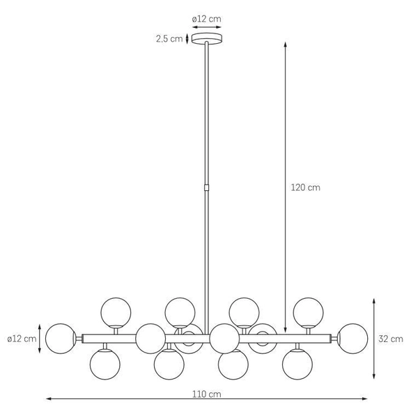 Wisząca LAMPA modernistyczna CUMULUS 10751143 Kaspa metalowa OPRAWA szklane kule balls ZWIS molekuły chrom białe