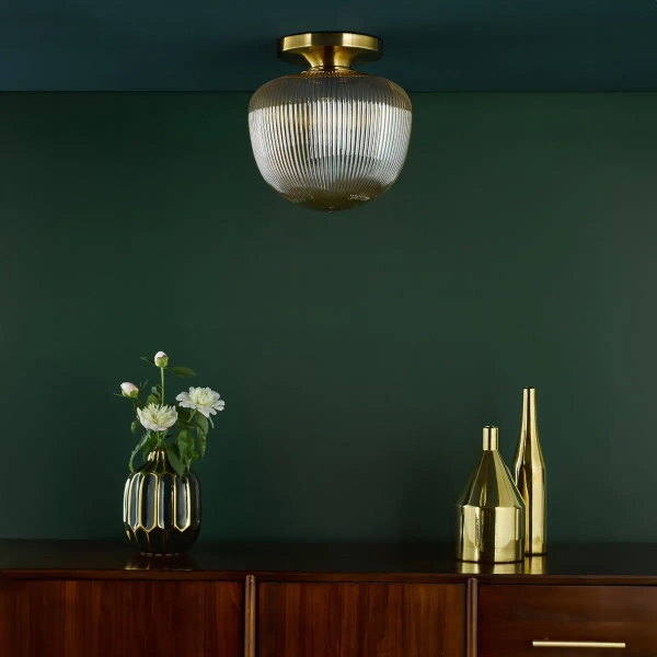 Sufitowa lampa do salonu Abrielle ABR5206 szklana bursztynowa