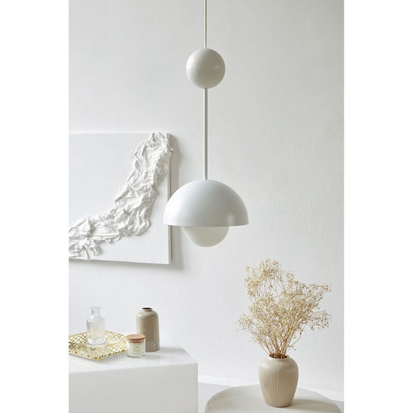 Kulista wisząca lampa nad stół Kello KEA111P0 drewniana biała