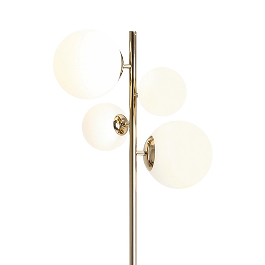 Złota lampa podłogowa Bloom 1091A30 Aldex stojąca do salonu szklane kule