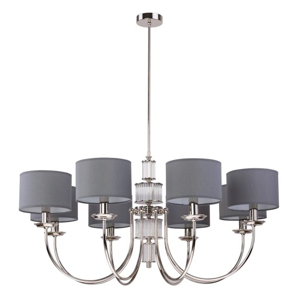 Pałacowy żyrandol z abażurami Cero CER-ZW-8 (N) klasyczny nikiel szary