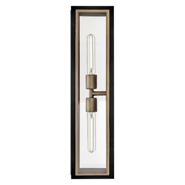 Ogrodowa lampa ścienna Shaw QN-SHAW-2M-BK prostokąt IP44 czarny brąz