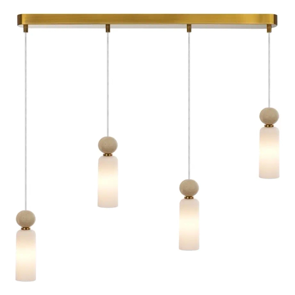 Podłużna wisząca lampa Santos PND-95331-4-BRSS do salonu mosiądz