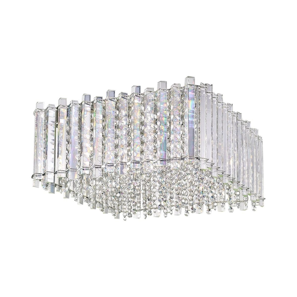 Kwadratowa lampa sufitowa Ventus glamour crystal do salonu chrom