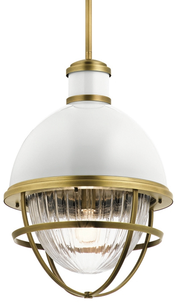 Lampa w stylu retro wisząca QN-TOLLIS-P-NBR biała mosiądz