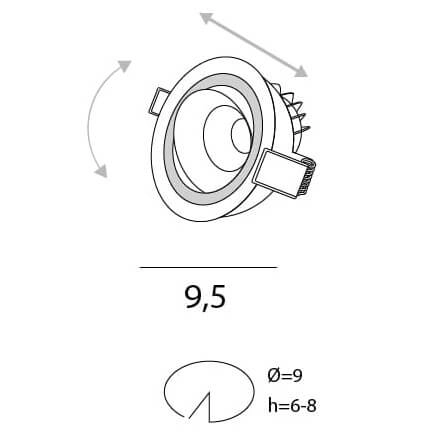 Kuchenna oprawa podtynkowa Hiden H0110 Maxlight LED 10W 3000K okrągła czarna