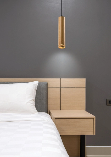 Lampa wisząca TUBO 31-78582 okrągła ażurowy zwis tuba boho drewniana