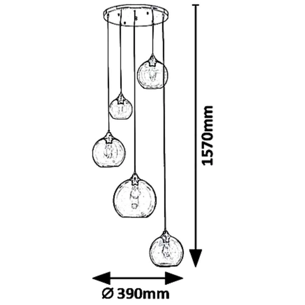Wisząca LAMPA skandynawska TANESHA 6440 Rabalux loftowa OPRAWA szklany ZWIS kaskada kule balls metaliczna czarna