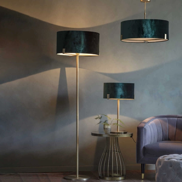 Lampa wisząca z abażurem Hayfield 95839 Endon do sypialni zielona złota