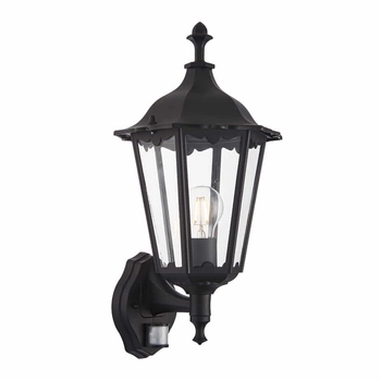 Industrialny kinkiet Burford 76548 Endon z sensorem IP44 czarny przezroczysty