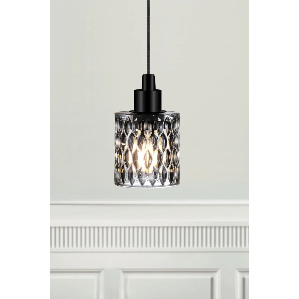 Wisząca lampa tuba Hollywood 46483047 szklana przydymiony