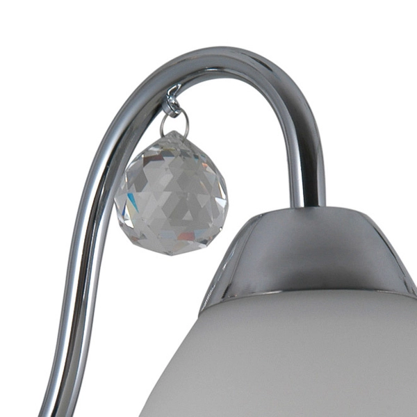 LAMPA ścienna LUGANO WL-5643-1 Italux szklana OPRAWA kinkiet na wysięgniku z kryształkiem chrom biały