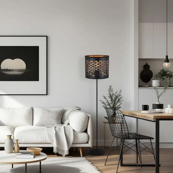 Ażurowa podłogowa lampa Morgan ML2237 do salonu do czytania czarny