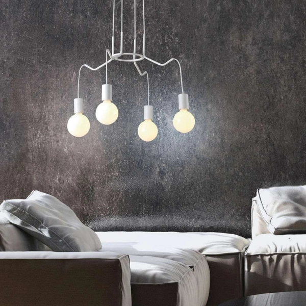 Wisząca lampa BASSO 34-71002 metalowa zwis pająk industrialny biały