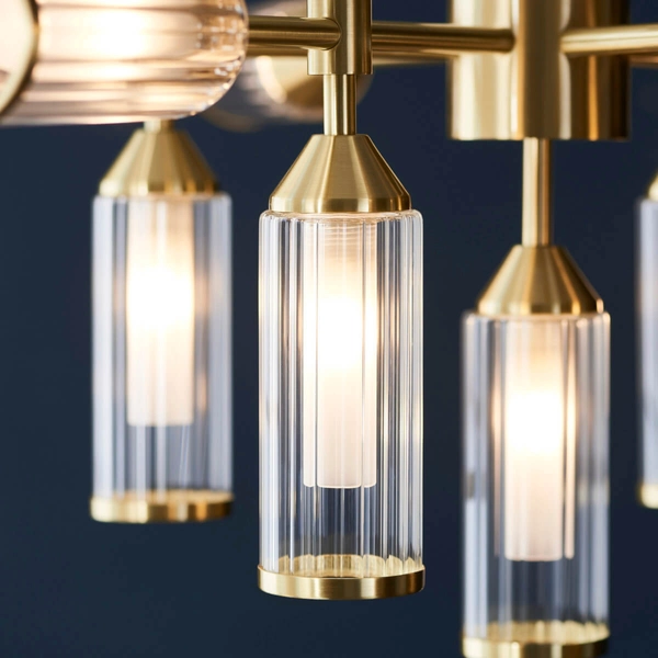 Szklana lampa sufitowa L&-1106256 tubki mosiądz przezroczysty