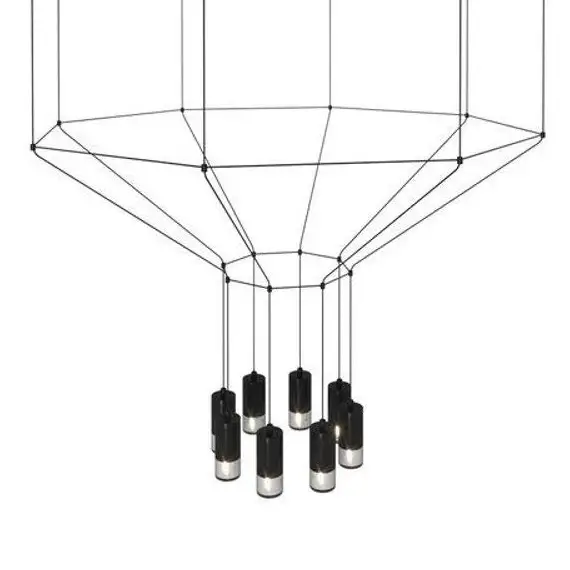 Futurystyczna lampa wisząca Linea XT080-8P Step tuby cube czarna