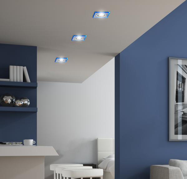 Kwadratowa lampa podstropowa 226934 do pokoju LED 2,1W niebieska