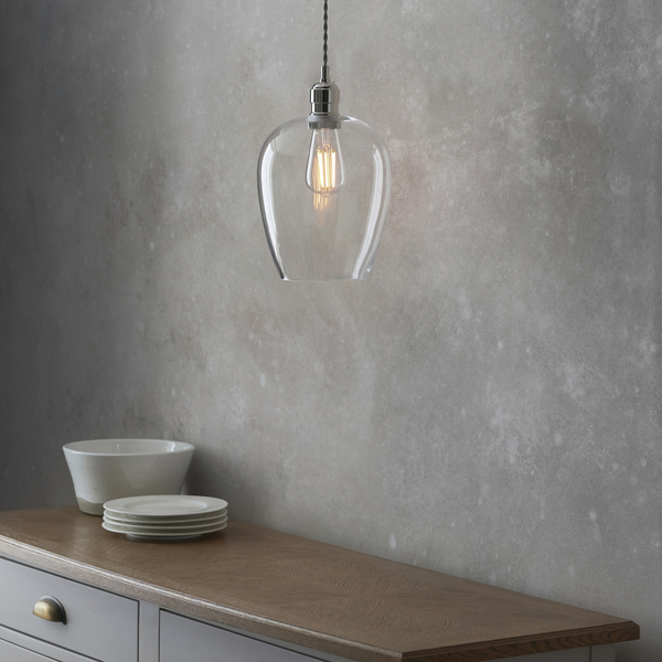 Wisząca lampa nad wyspę kuchenną L&-1100657 Light& szklana nikiel