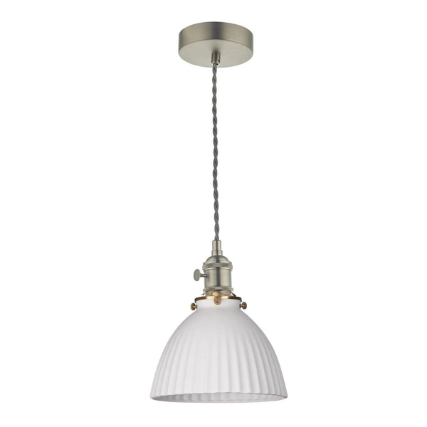 Zwieszana lampa ceramiczna do salonu Hadano HAD0161-09 chrom biały