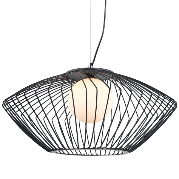 Industrialna LAMPA wisząca ZENO MDM-3844-1 BK Italux metalowa OPRAWA druciany ZWIS szklana kula ball czarna