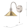 Antyczny kinkiet ścienny Hadano HAD0761-01 Dar Lighting mosiądz chrom