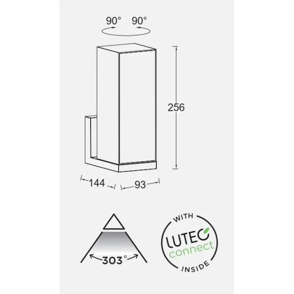 Zewnętrzna LAMPA ścienna CUBA 5193810118 Lutec metalowa OPRAWA kinkiet LED 14W 2700K - 6500K regulowany IP54 szary