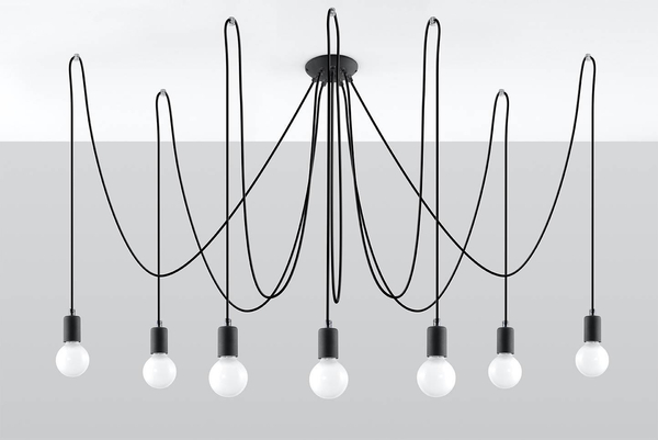 LAMPA wisząca SL.0372 industrialna OPRAWA pająk ZWIS ośmiornica przewody loft czarne