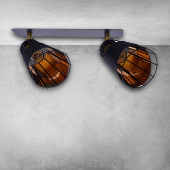 Loftowa LAMPA sufitowa RICK ML5566 Milagro druciana OPRAWA metalowe reflektorki SPOT na listwie czarny złoty