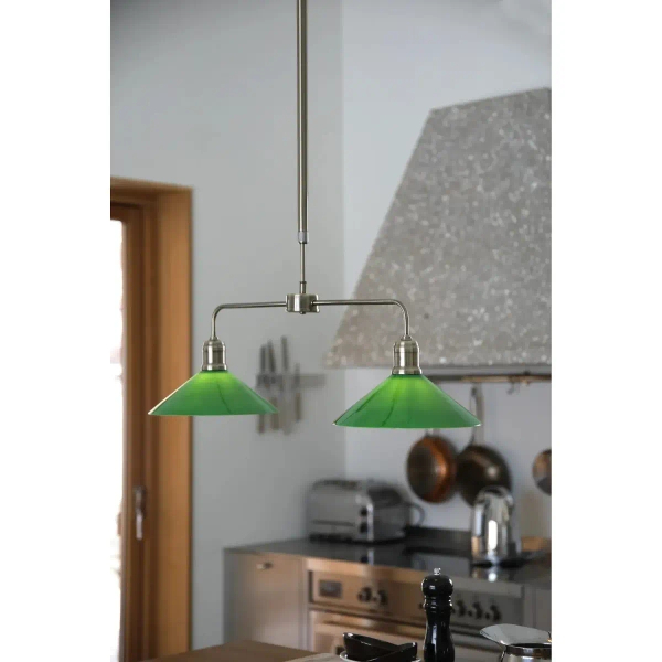 Metalowa lampa wisząca VELA zielona 109161 2xE27 retro trójkątna nad wyspę