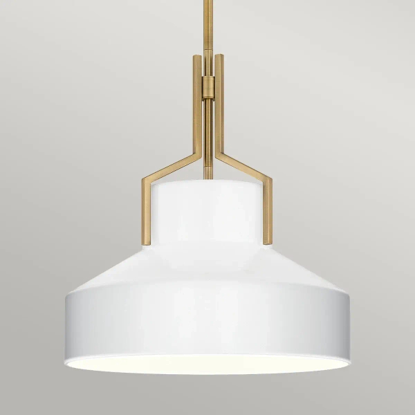 Szklana wisząca lampa Brecken QZ-BRECKEN-2P-AB-ABG biała mosiądz