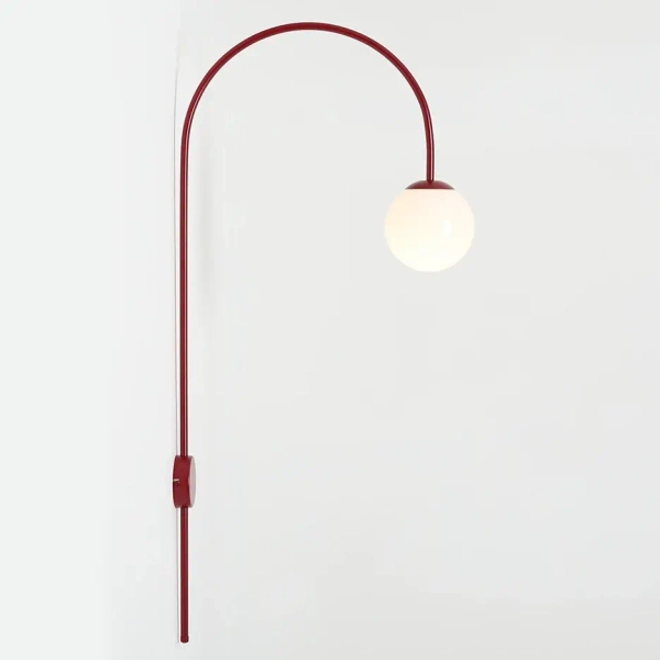 Ścienna lampa skandynawska UNA 1116C15 kula szklana czerwona