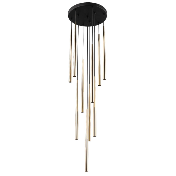 Lampa zwisająca Piano 10118 rurki tuby do sypialni złota czarna