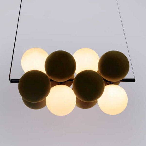 Wisząca lampa molekułowa Vino ABR-GRAPPA-H-B nad stół kule szare białe