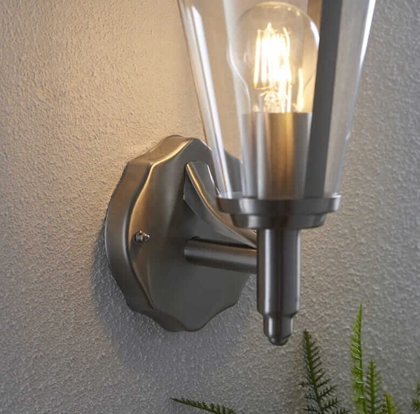 Zewnętrzny kinkiet Klien YG-862-SS Endon latarnia IP44 przezroczysty srebrny