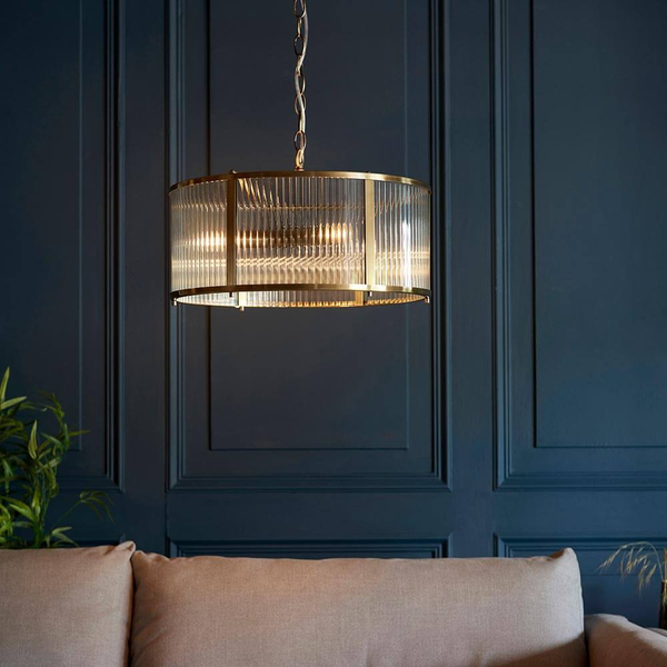Wisząca lampa na łańcuchu Ridgeton 106282 szklana mosiądz
