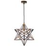 Wisząca lampa metalowa szklana Ilario ILA0175 gwiazda czarna mosiądz