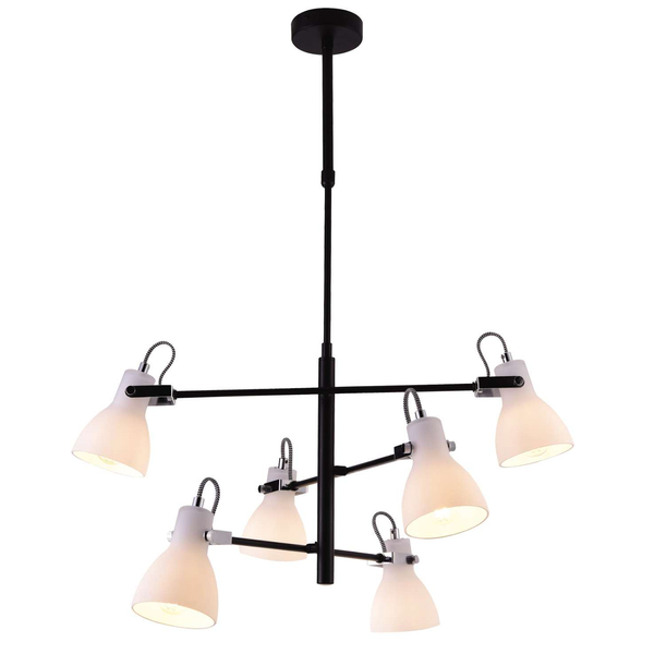 Loftowa LAMPA wisząca Kanti K-8108 Kaja metalowa OPRAWA pająk ZWIS szklane reflektorki na wysięgnikach sticks czarne białe