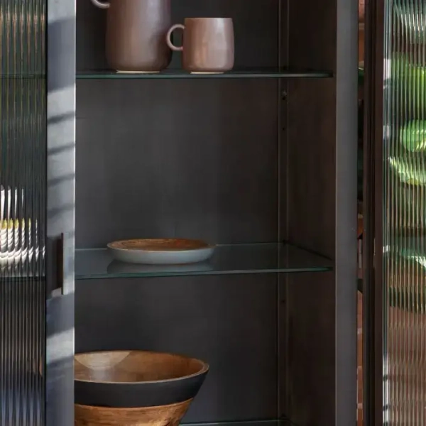 Szafka zamykana Rye 5059413403828 metalowa szklana szara