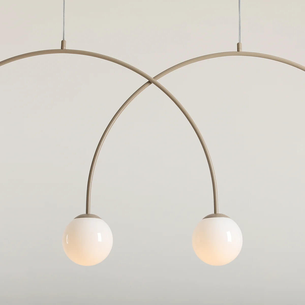 Szklana lampa wisząca Una 1116L17_L kulista łuk wielopunktowa metal beżowa
