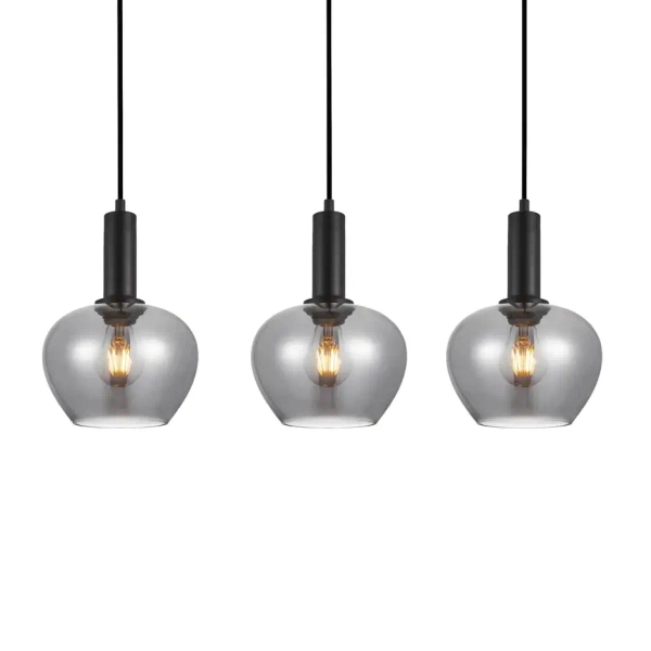 Potrójna lampa wisząca nad wyspę Stabla PND-30084-3-BK-SG przydymiona