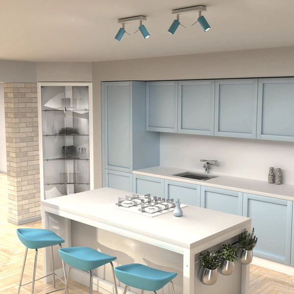 Sypialniany spot sufitowy Preston nowoczesny niebieski chrom